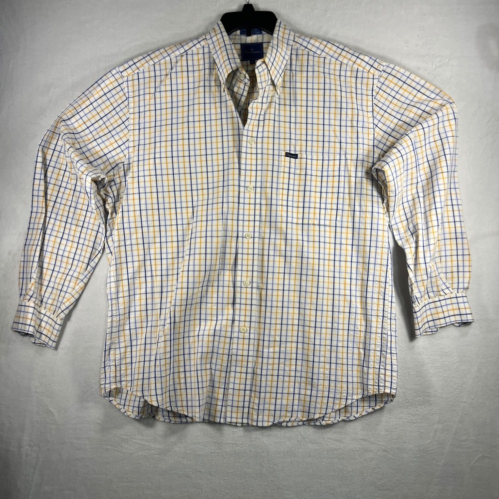 Faconnable Mens XL Classic Fit Plaid Long Sleeve Button Down Designed in France